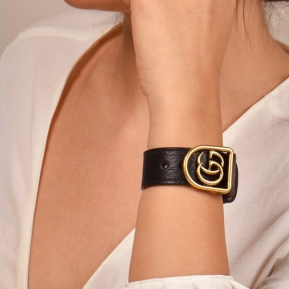 Gucci Marmont GG Black Leather Bracelet
